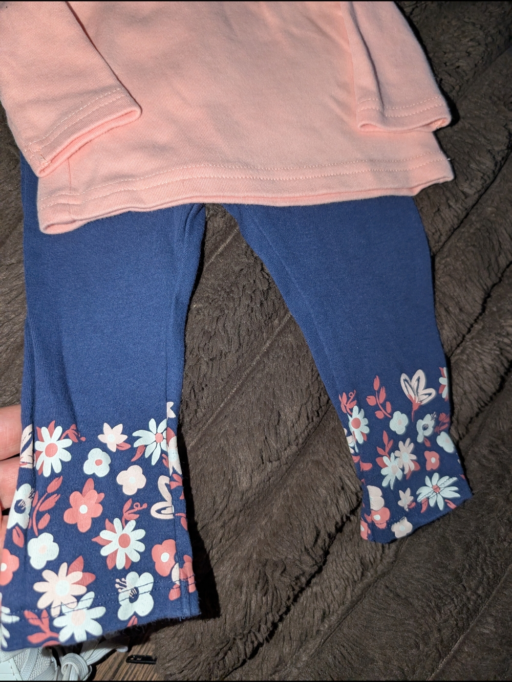 Peach Floral Baby Top & Navy Floral Leggings Set 3-6 - Picture 2 of 3